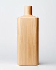 Minimal wooden designed bottle isolated on white background, for cosmetic product, wine bottle, dispensing bottle, home deco vase.