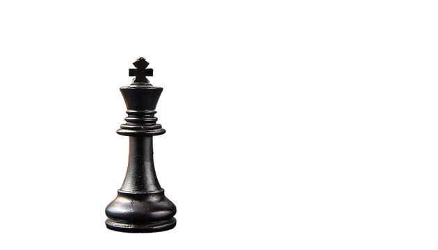 Black king chess piece isolated on transparent background.