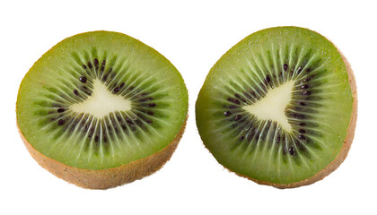 Fototapeta premium Kiwi fruit isolated on a transparent background. Kiwi cut in half.