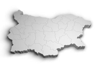3d Bulgaria map illustration white background isolate