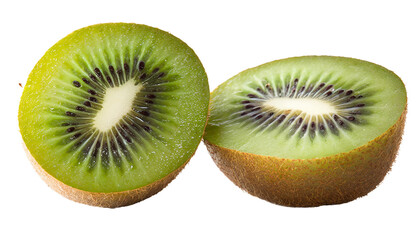 Fototapeta premium Kiwi fruit isolated on a transparent background. Kiwi cut in half.