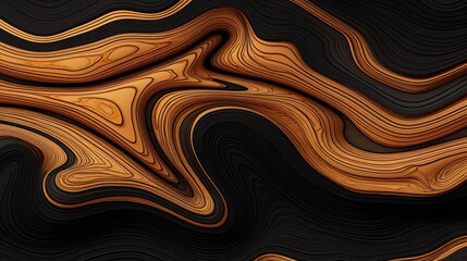 Abstract topography or texture depicted in brown, gold and orange wood grain