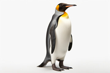 Fototapeta premium Penguin on a white background. Animal side portrait.