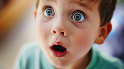 a handsome boy  with the emotion of surprise. Generative AI