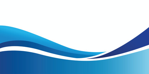 Modern minimal blue and white business banner background with dynamic waves. Flat vector illustration