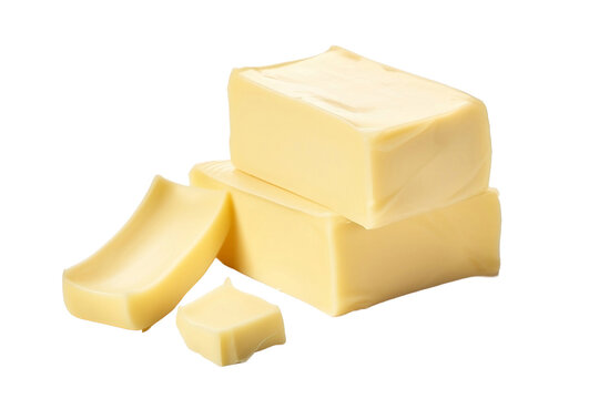 butter slice isolated on white background