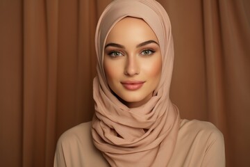 Beauty portrait of girl wearing hijab.