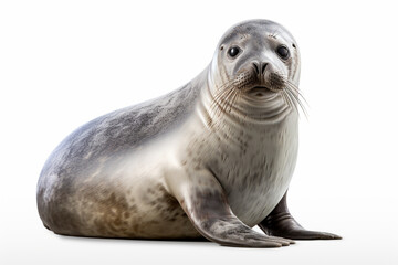 Obraz premium Seal isolated on a white background. Animal side portrait.