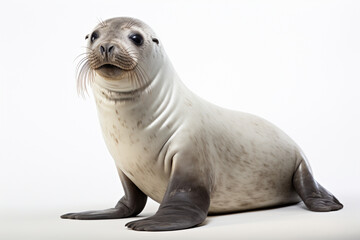 Naklejka premium Seal isolated on a white background. Animal side portrait.