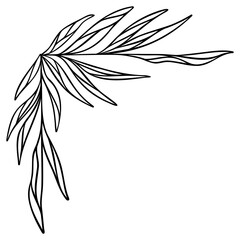 Leafy Corner Border Line Art
