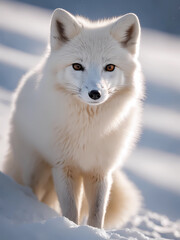 Obraz premium Arctic Fox With Snow Outdoors. Generative AI