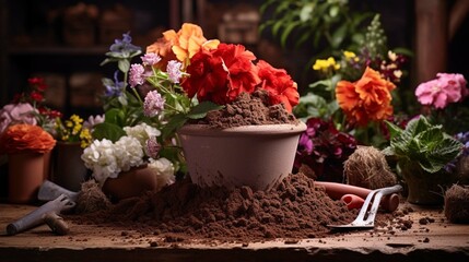 Obraz na płótnie Canvas Potting Mix with Coco Coir, Perlite, and natural organic ingredients for vegetables and flowers