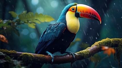 Obraz premium Toucan in the rain forest. Wildlife scene from nature
