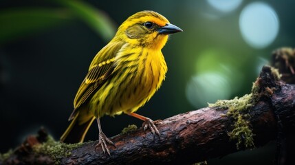 Yellow-crested weaver bird perched on a tree branch