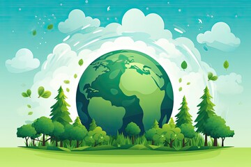 green earth background for world environment day with flat design style