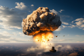 Bomb explosion in the air, bomb explosion, bomb, mushroom explosion