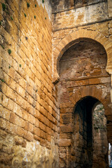 Fototapeta na wymiar Detail of the Seville Gate in the Alcázar of Seville in Carmona, Seville, Andalusia, Spain
