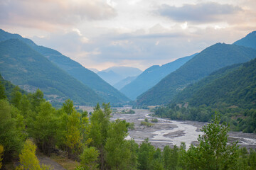 Serene Summits: A Palette of Green and Blue