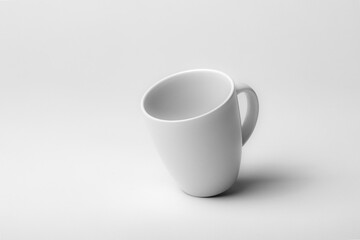 Mockup of a coffee cup or mug, white, isolated, on a plain background, ready to overlay designs or logos for merchandising