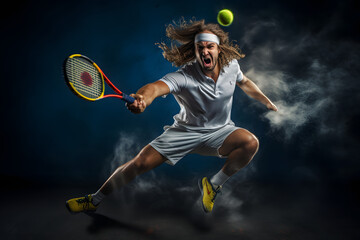 Tennis player hitting atennis ball, tennis game, sports, sports game