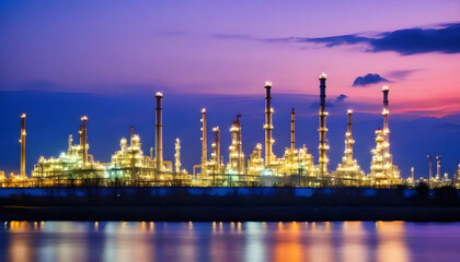Obraz premium Petrochemical industry with Twilight sky.