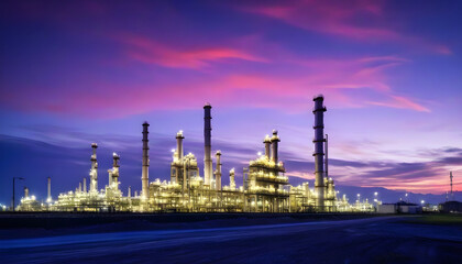 Fototapeta premium Petrochemical industry with Twilight sky.