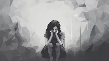 Foto op Canvas depression sadness and loneliness concept art illustration of woman © ТаtyanaGG