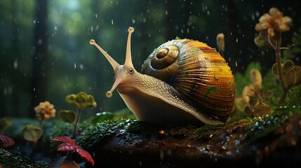 Snail in the rain