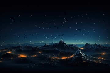 illustration lines on night skye, Mountains night dark background, stars in skye, beautiful skye, generative ai
