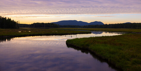 river estuary at sunset in Maine 