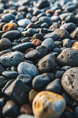 Fototapeta na wymiar Little stones and a backdrop of rocks
