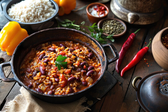 Spicy Rice and Beans made with generative AI technology