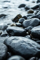 Fototapeta na wymiar Small pebbles and rock background