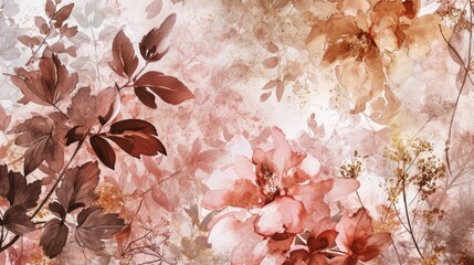 Pink and pale brown pink floral wallpaper