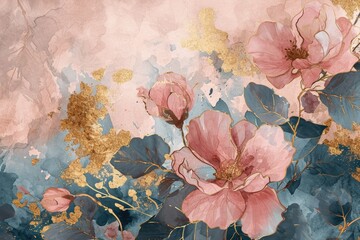 Pink and pale brown pink floral wallpaper