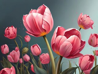 Illustration de la main de tulipe rose

