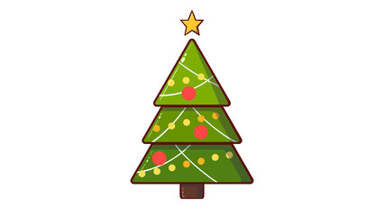 Christmas tree illustration, Xmas green tree, festive tree, Christmas items