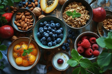 Bowls of Healthy Food - obrazy, fototapety, plakaty