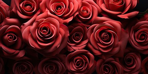 Lots of red roses! Like a sea of love. Petals soft, color bright. A bunch of happiness. Smells so good! 