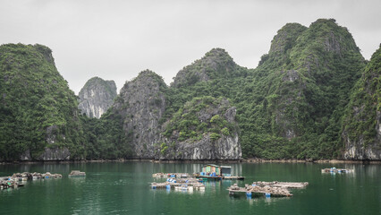 Fototapeta na wymiar The view of Ha Long Bay in Northern Vietnam