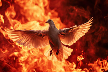 Spirit dove in flame. Pentecost Sunday, - obrazy, fototapety, plakaty
