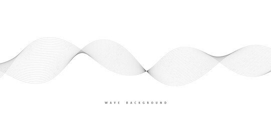 Lines for the background. Black stripes on a white background. Set of wavy lines. Multiple line waves. Creative line art. Grey waves with lines. Vector waves set. Curved wavy line, smooth stripe.