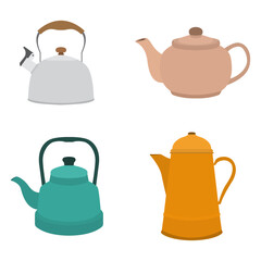 Collection of flat design teapots various shapes