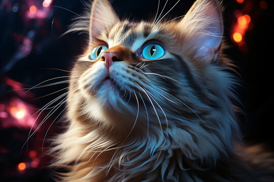 Cat with mesmerizing blue eyes.