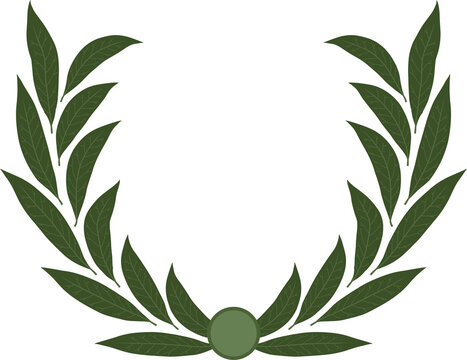 Round border outline with leaf laurel wreath ribbon clip art