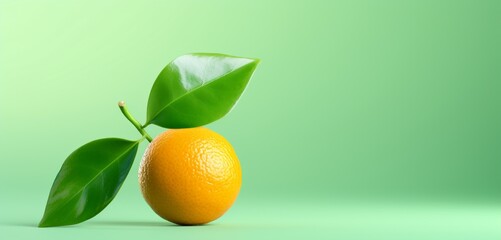 A single calamondin, side-angle, realistic in Agfa Vista 400 style, against a light green surface,...