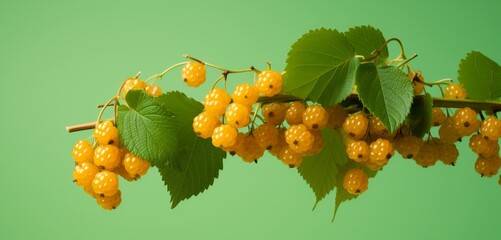 A cluster of sunberries, side view, captured realistically with Agfa Vista 400 effect, on a light...