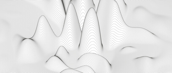 Monochrome sound line waves abstract background . Distorted line shapes on a white background. - obrazy, fototapety, plakaty