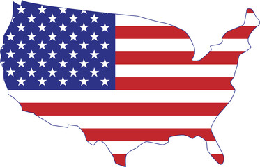 Flag and map of the United States of America on a transparent background. - 701133744