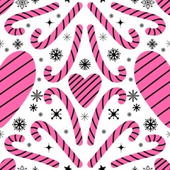 Valentines hearts seamless winter candy cartoon love pattern for wrapping paper and fabrics and kids clothes print